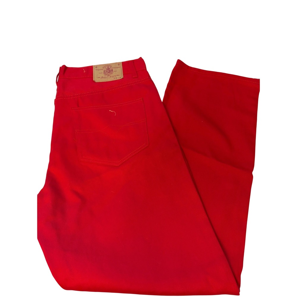 Members Property Mens Red Denim Jeans Straight Leg 100 Cotton W38 L32 Red Pants